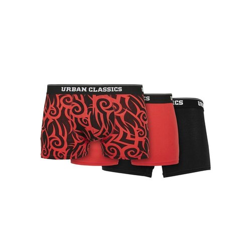 Urban Classics Organic Boxer Shorts 3-Pack tribal aop+popred+black 5XL