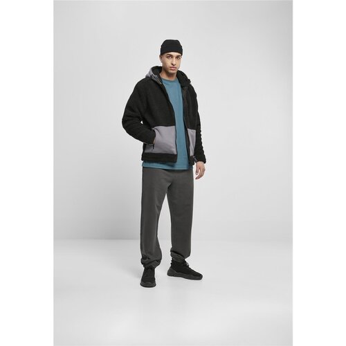 Urban Classics Hooded Sherpa Jacket black/asphalt L