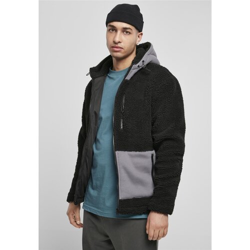 Urban Classics Hooded Sherpa Jacket black/asphalt M