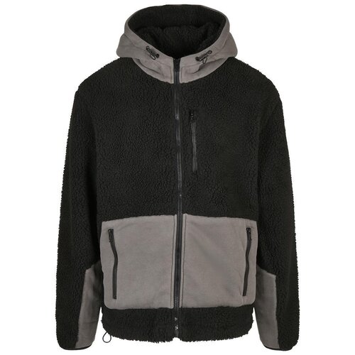 Urban Classics Hooded Sherpa Jacket black/asphalt XXL