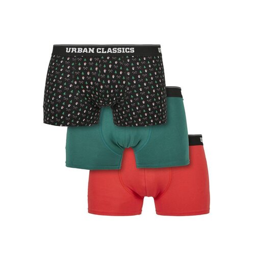 Urban Classics Organic X-Mas Boxer Shorts 3-Pack nicolaus aop+treegreen+popred 4XL