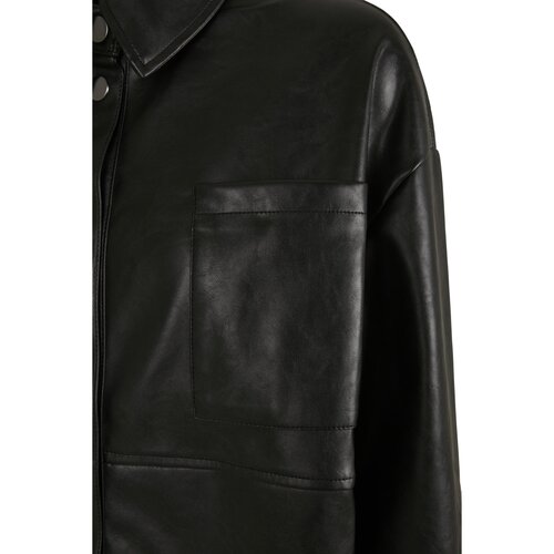 Urban Classics Ladies Faux Leather Overshirt black 3XL