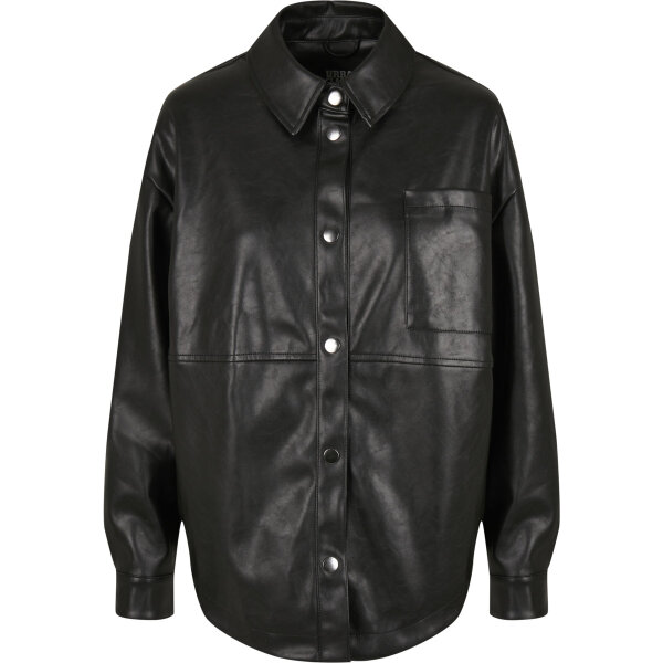 Urban Classics Ladies Faux Leather Overshirt black S