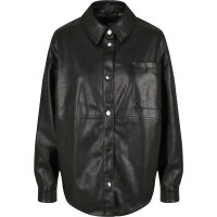 Urban Classics Ladies Faux Leather Overshirt black S
