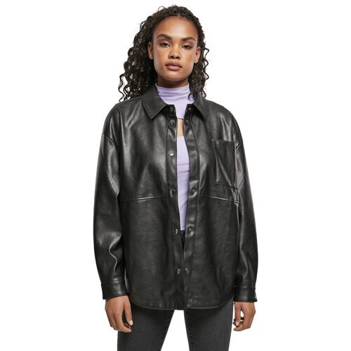 Urban Classics Ladies Faux Leather Overshirt black XS