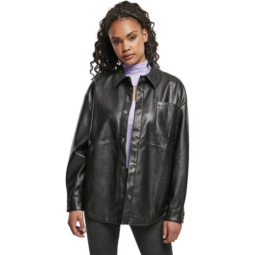 Urban Classics Ladies Faux Leather Overshirt black XS