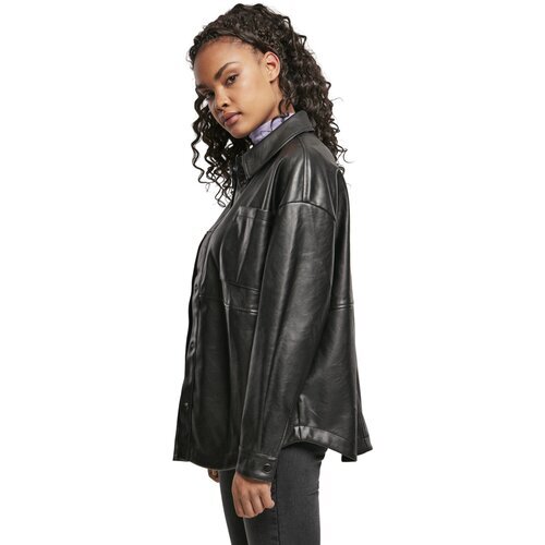 Urban Classics Ladies Faux Leather Overshirt black XS