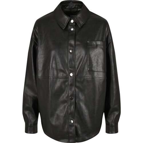 Urban Classics Ladies Faux Leather Overshirt black XXL