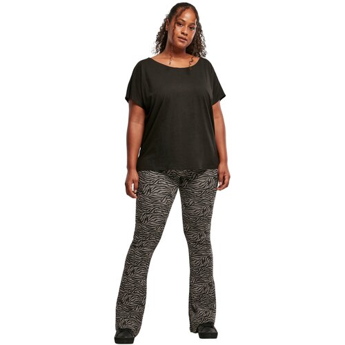 Urban Classics Ladies High Waist Zebra Boot Cut Leggings asphalt/black 3XL