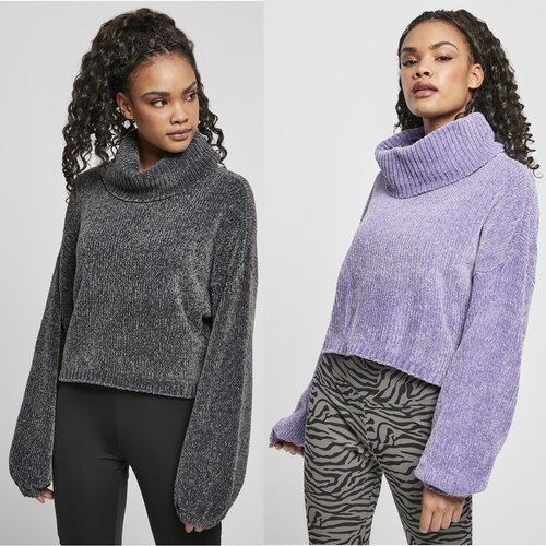 Urban Classics Ladies Short Chenille Turtleneck Sweater