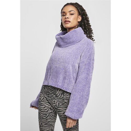 Urban Classics Ladies Short Chenille Turtleneck Sweater lavender 3XL