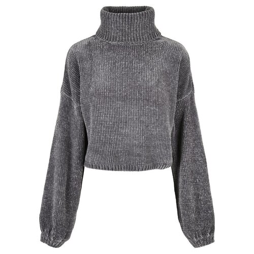 Urban Classics Ladies Short Chenille Turtleneck Sweater asphalt XXL