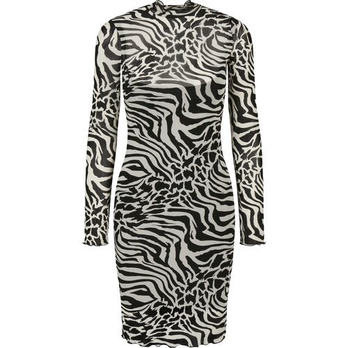 Urban Classics Ladies AOP Double Layer Dress white/black M