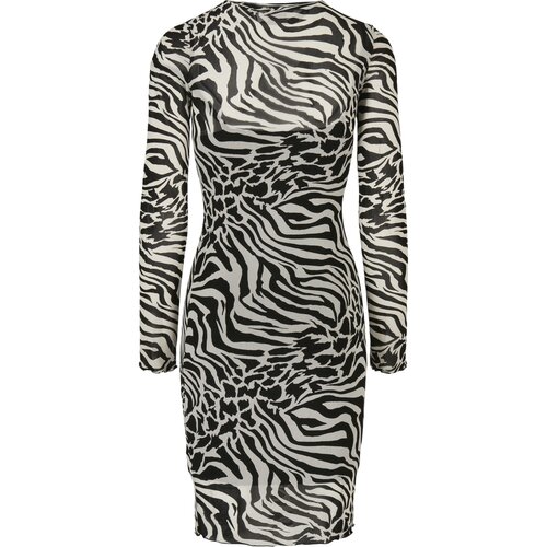 Urban Classics Ladies AOP Double Layer Dress white/black M