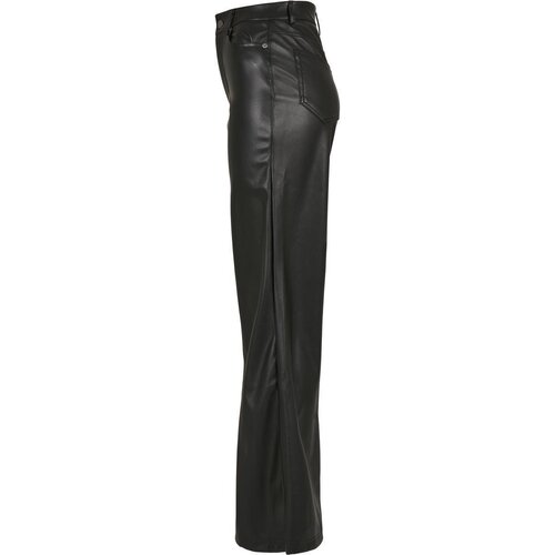 Urban Classics Ladies Faux Leather Wide Leg Pants black 26