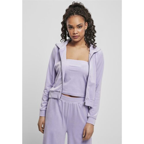 Urban Classics Ladies Short Velvet Zip Hoody lavender XL