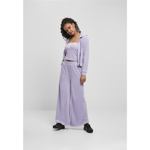 Urban Classics Ladies Short Velvet Zip Hoody lavender XL