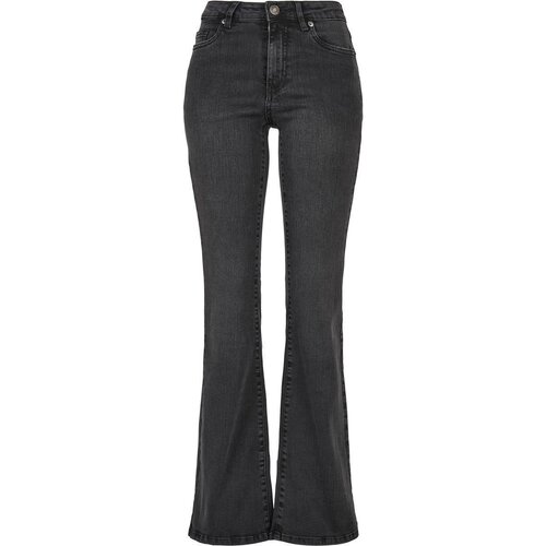 Urban Classics Ladies High Waist Flared Denim Pants black washed 28