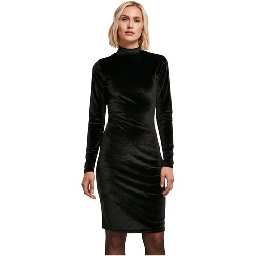 Urban Classics Ladies Velvet Turtle Neck Dress black XS