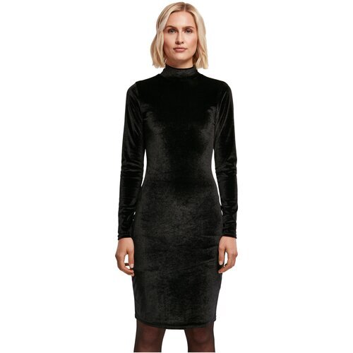 Urban Classics Ladies Velvet Turtle Neck Dress black XS