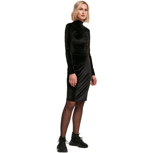 Urban Classics Ladies Velvet Turtle Neck Dress black XS