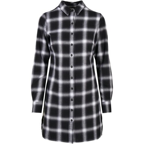 Urban Classics Ladies Cotton Check Shirt Dress black/white 5XL