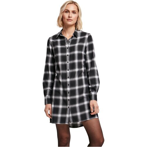 Urban Classics Ladies Cotton Check Shirt Dress black/white L