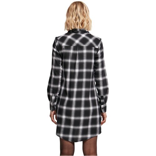 Urban Classics Ladies Cotton Check Shirt Dress black/white L