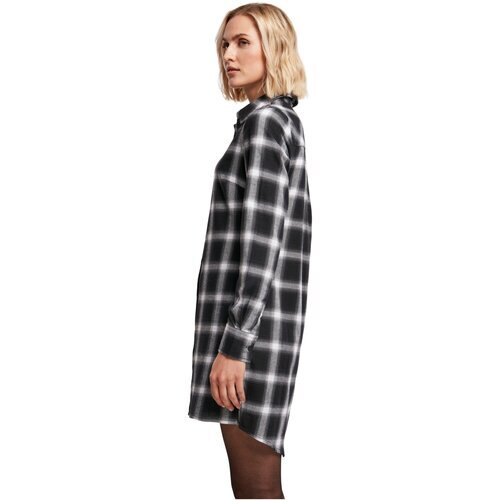 Urban Classics Ladies Cotton Check Shirt Dress black/white L