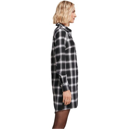 Urban Classics Ladies Cotton Check Shirt Dress black/white L