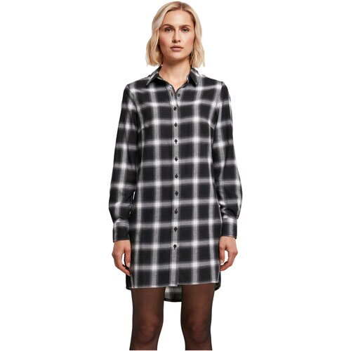 Urban Classics Ladies Cotton Check Shirt Dress black/white L