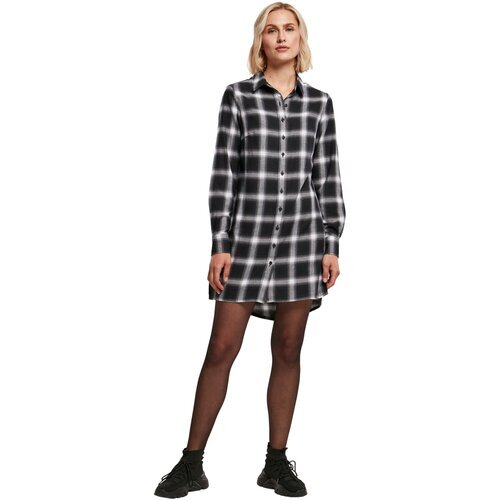 Urban Classics Ladies Cotton Check Shirt Dress black/white L