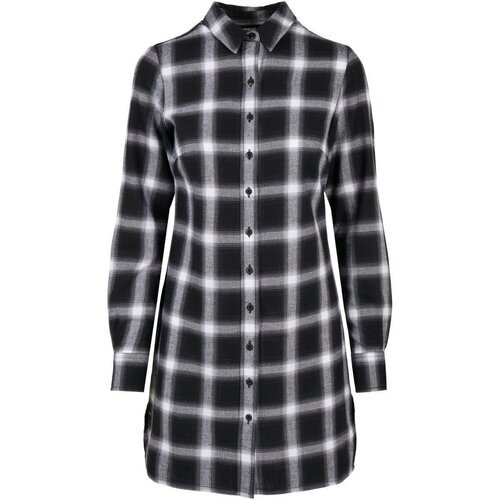 Urban Classics Ladies Cotton Check Shirt Dress black/white L