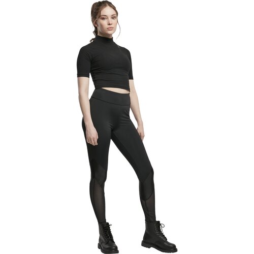 Urban Classics Ladies Highwaist  Mixed Tech Leggings black/black 5XL