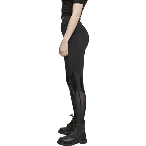 Urban Classics Ladies Highwaist  Mixed Tech Leggings black/black 5XL