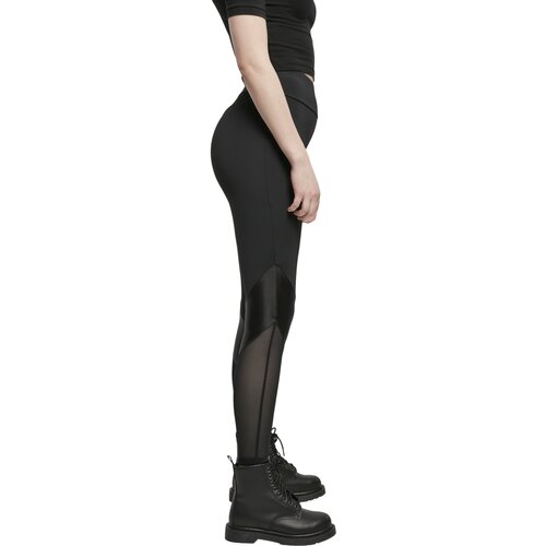 Urban Classics Ladies Highwaist  Mixed Tech Leggings black/black 5XL