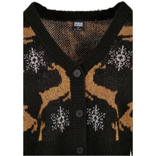 Urban Classics Ladies Short Oversized Christmas Cardigan black/gold 5XL