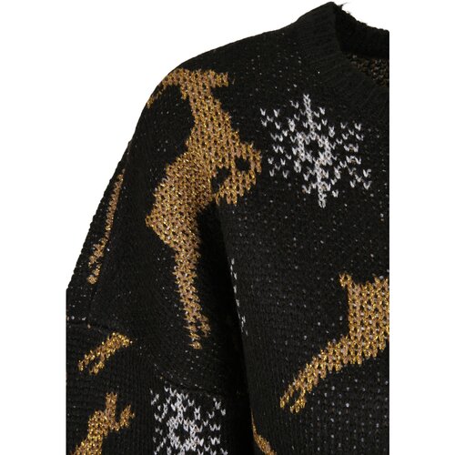 Urban Classics Ladies Oversized Christmas Sweater black/gold 3XL