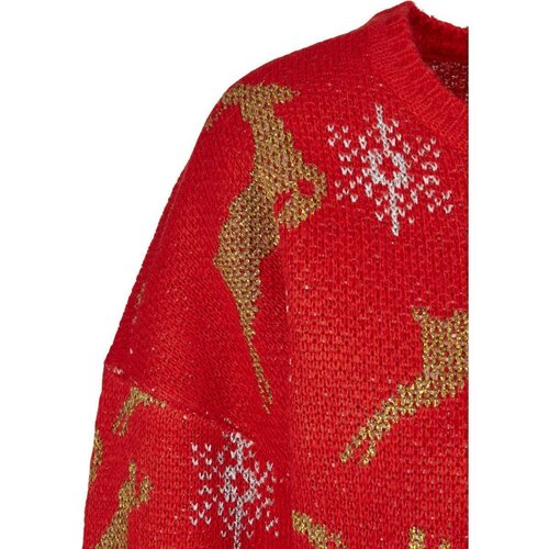 Urban Classics Ladies Oversized Christmas Sweater red/gold XS