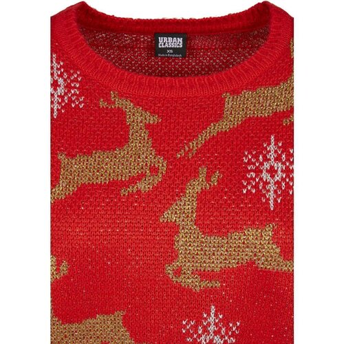 Urban Classics Ladies Oversized Christmas Sweater red/gold XS