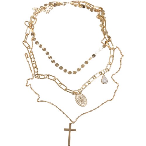 Urban Classics Pearl Cross Necklace gold one size