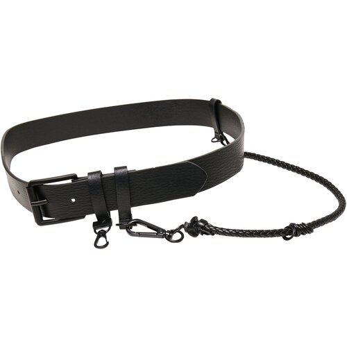 Urban Classics Imitation Leather Belt With Key Chain black L/XL
