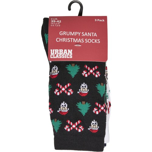 Urban Classics Grumpy Santa Christmas Socks 3-Pack black/navy/white 43-46