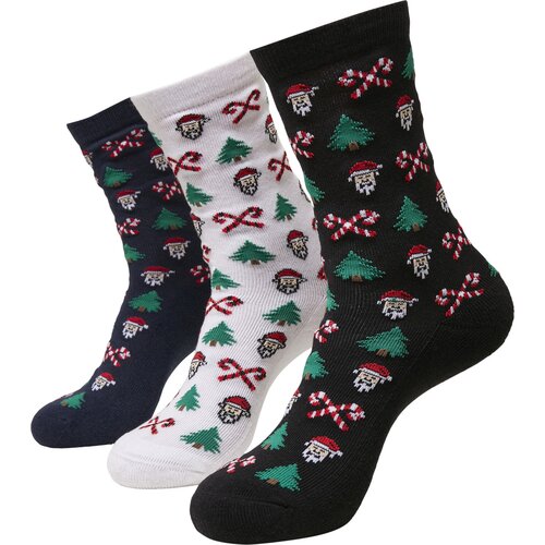 Urban Classics Grumpy Santa Christmas Socks 3-Pack black/navy/white 47-50