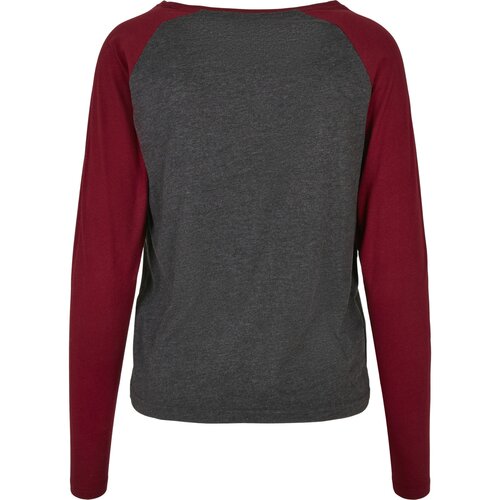 Urban Classics Ladies Contrast Raglan Longsleeve charcoal/burgundy XXL