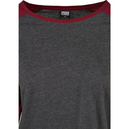 Urban Classics Ladies Contrast Raglan Longsleeve charcoal/burgundy XXL