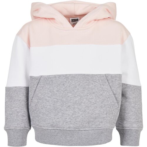 Urban Classics Kids Girls Oversize 3-Tone Hoody lightrose/white/grey 134/140