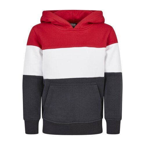 Urban Classics Kids Boys 3-Tone Hoody fire red/white/navy 110/116