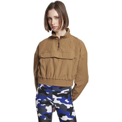 Urban Classics Ladies Cropped Crinkle Nylon Pull Over Jacket midground XS