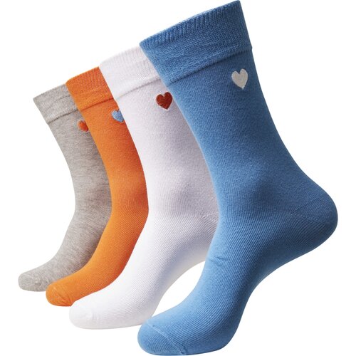 Urban Classics Heart Socks 4-Pack wht+lightblue+orange+h.grey 35-38